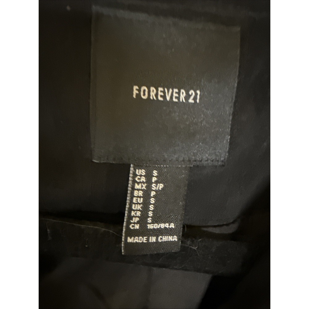 Forever 21 Black Moto Jacket Womens S Cropped Faux Suede Full Zip - Picture 8 of 9